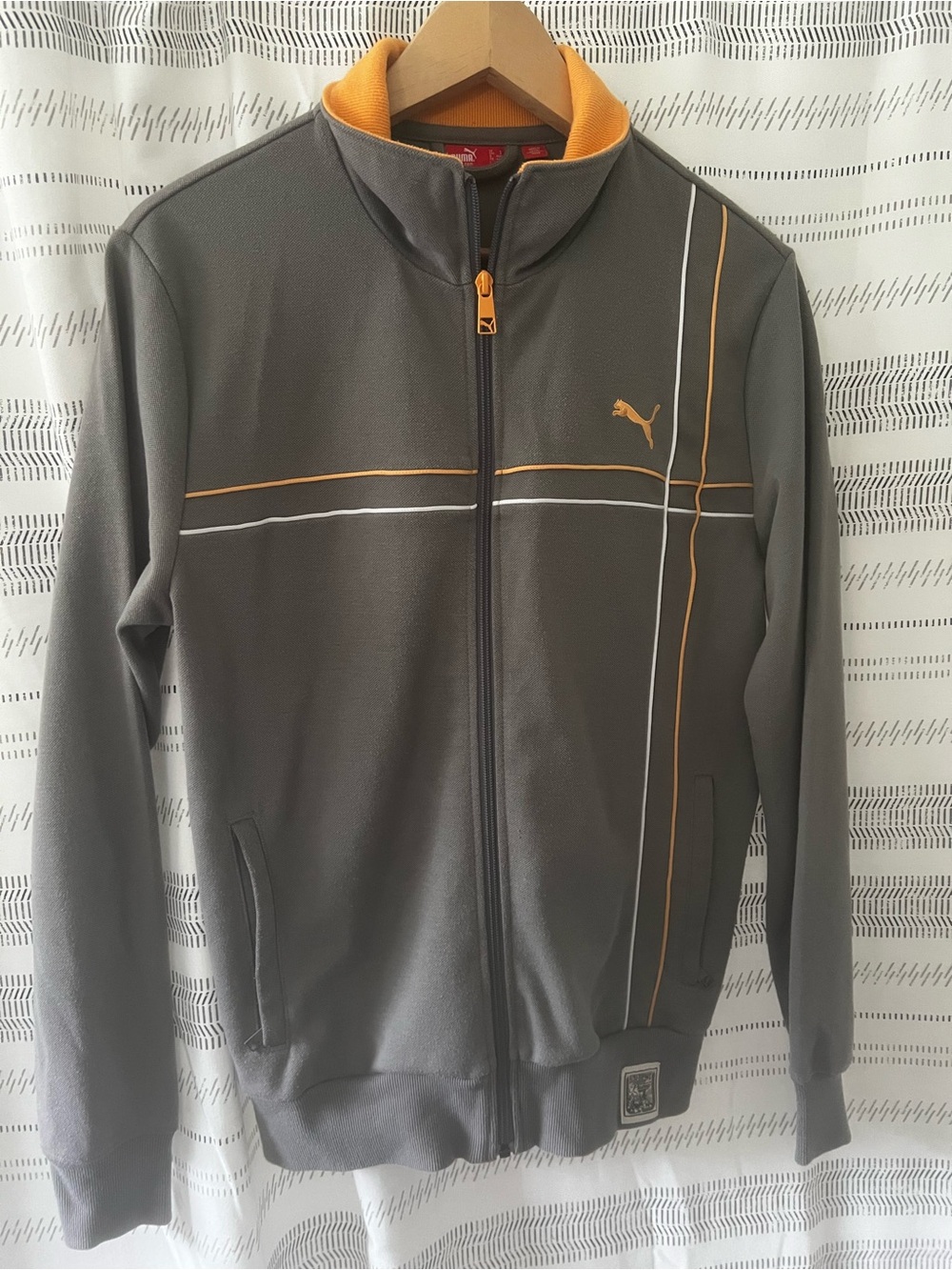 Men’s Puma Gray Track Jacket with Orange Trim
